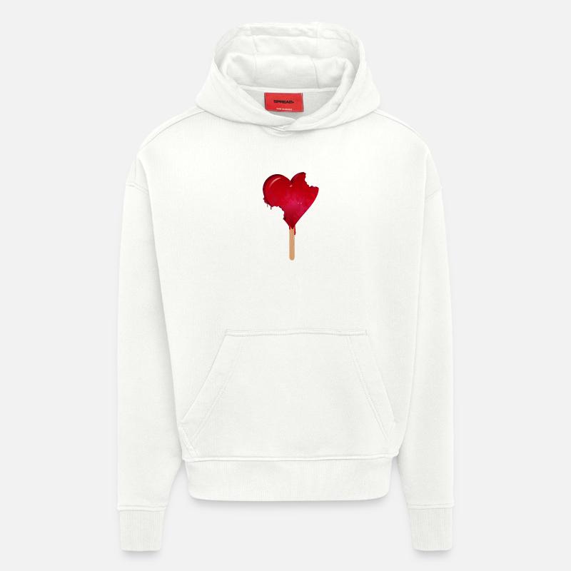 Rotes Herz Eis mit Biss - Hoodie- made by SPREAD  - OFF WHITE