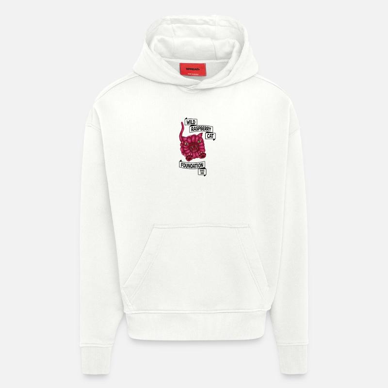 Raspberry le chat - Sweat à capuche bio épais oversize fabriqué en UE - OFF WHITE