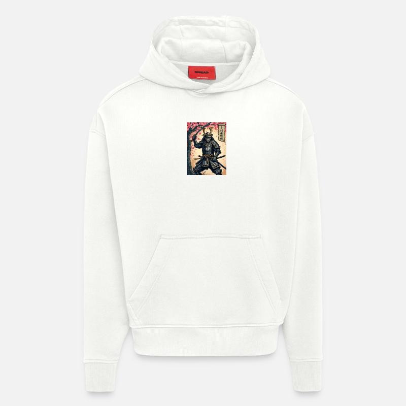 Skelett-Samurai im Kirschblütenwald - Hoodie- made by SPREAD  - OFF WHITE