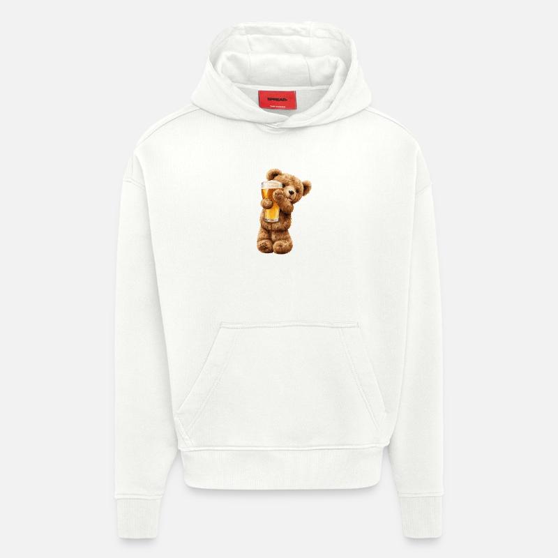 Bärchen mit Bierglas Bierchen Teddybär - Hoodie- made by SPREAD  - OFF WHITE