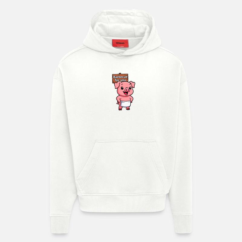 Panneau de cricket avec cochon - Sweat à capuche bio épais oversize fabriqué en UE - OFF WHITE