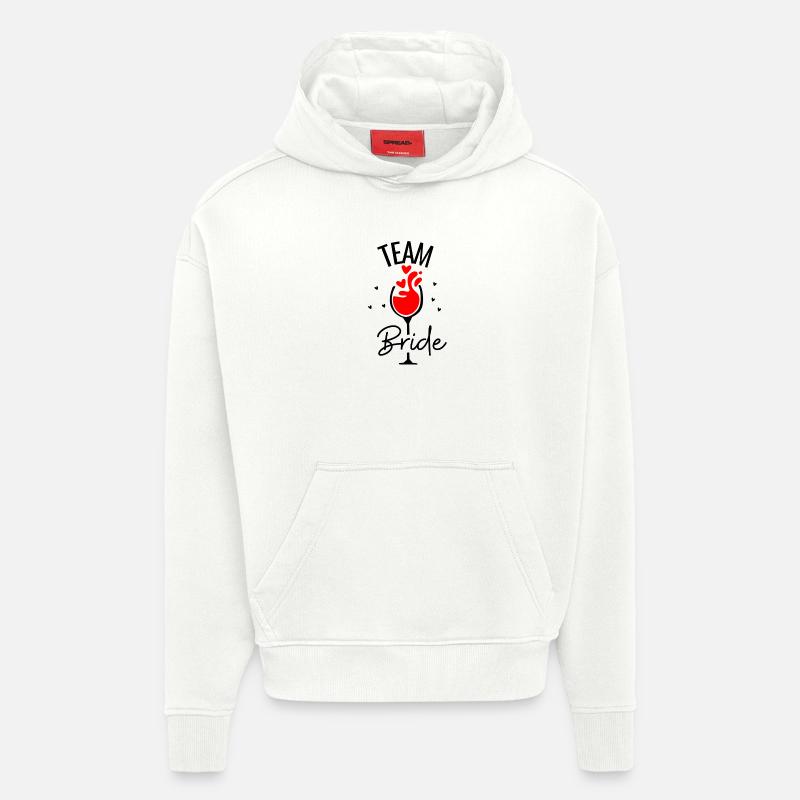 Équipe Mariée Vin - Sweat à capuche bio épais oversize fabriqué en UE - OFF WHITE