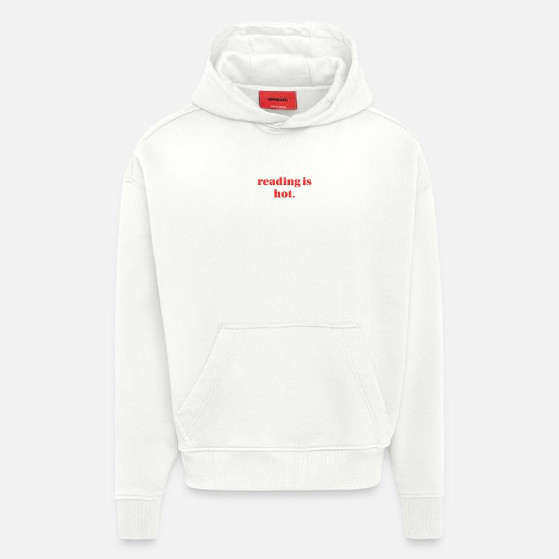 La lecture est chaude. - Sweat à capuche bio épais oversize fabriqué en UE - OFF WHITE