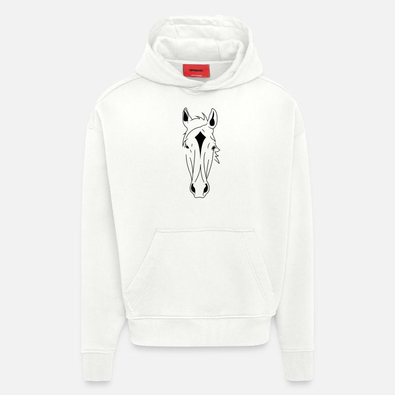 tête de cheval - Sweat à capuche bio épais oversize fabriqué en UE - OFF WHITE