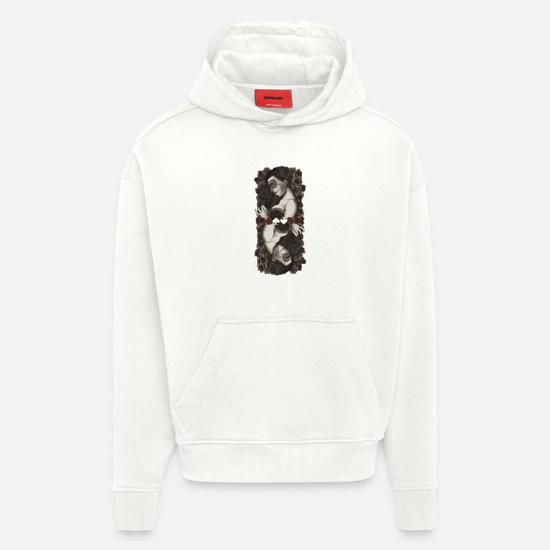 Deux catrines jumelles en roses - Sweat à capuche bio épais oversize fabriqué en UE - OFF WHITE