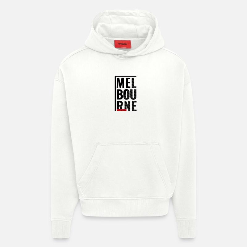 Melbourne, Australie, Conception typographique - Sweat à capuche bio épais oversize fabriqué en UE - OFF WHITE