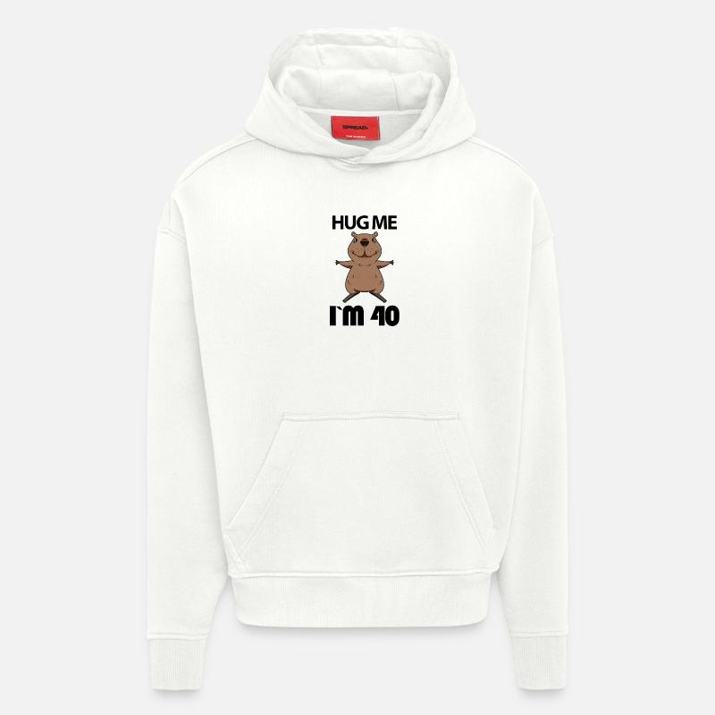 40 ans - 40 ans - Hug - Sweat à capuche bio épais oversize fabriqué en UE - OFF WHITE