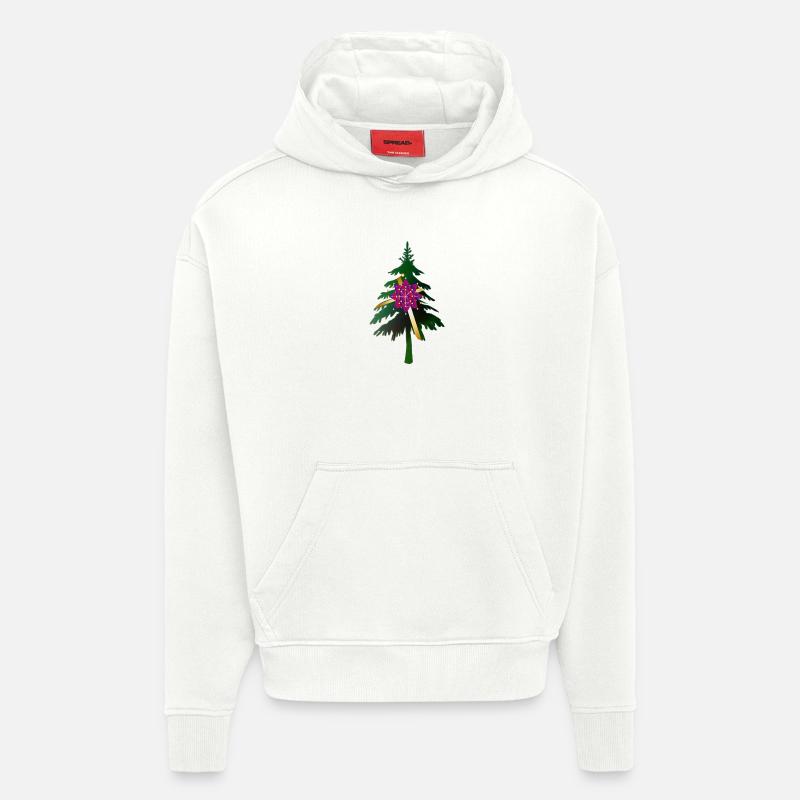 Christbaum oder Weihnachtsbaum & Geschenkschleife - Hoodie- made by SPREAD  - OFF WHITE