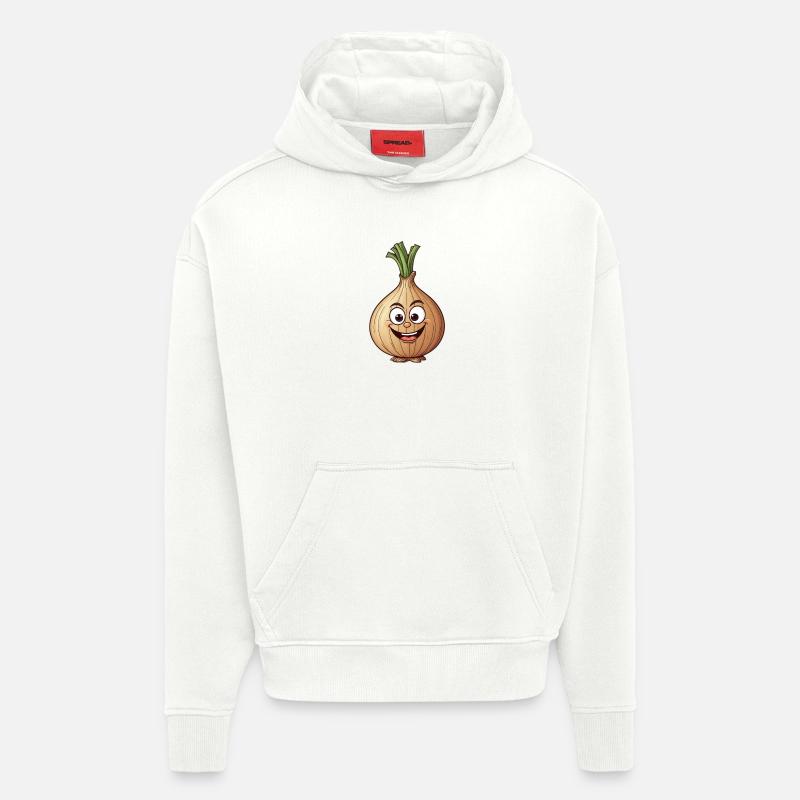 Dessin animé oignon cadeau parfait - Sweat à capuche bio épais oversize fabriqué en UE - OFF WHITE