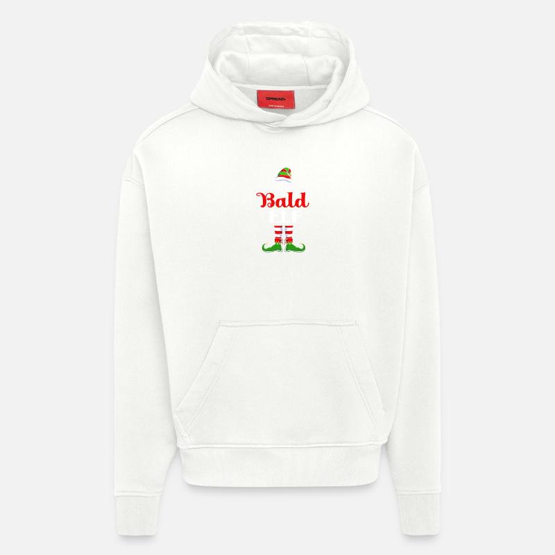 Elfe Elfe Cadeau de Noël Chauve - Sweat à capuche bio épais oversize fabriqué en UE - OFF WHITE