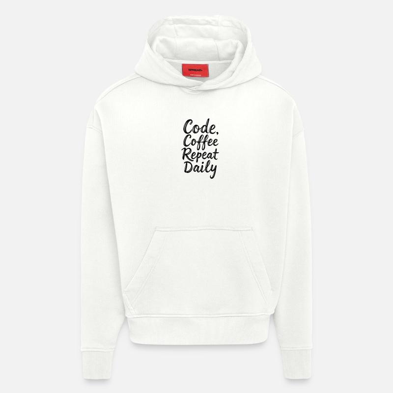 Kod Sömn Debug Upprepad Programmerar-Skjorta - Heavyweight Oversized Organic Hoodie Made in EU - OFF WHITE