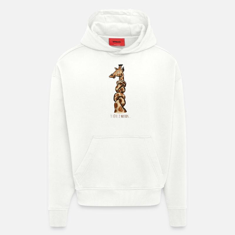 Une tête deux noeuds - Sweat à capuche bio épais oversize fabriqué en UE - OFF WHITE