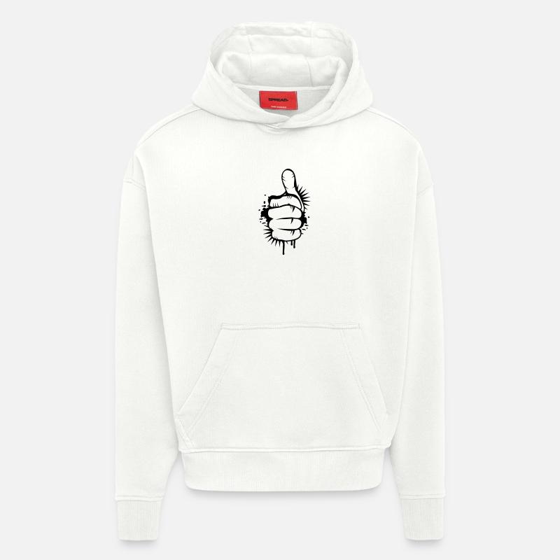 un graffiti de pouce - Sweat à capuche bio épais oversize fabriqué en UE - OFF WHITE