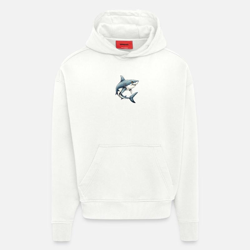 Requin - Sweat à capuche bio épais oversize fabriqué en UE - OFF WHITE
