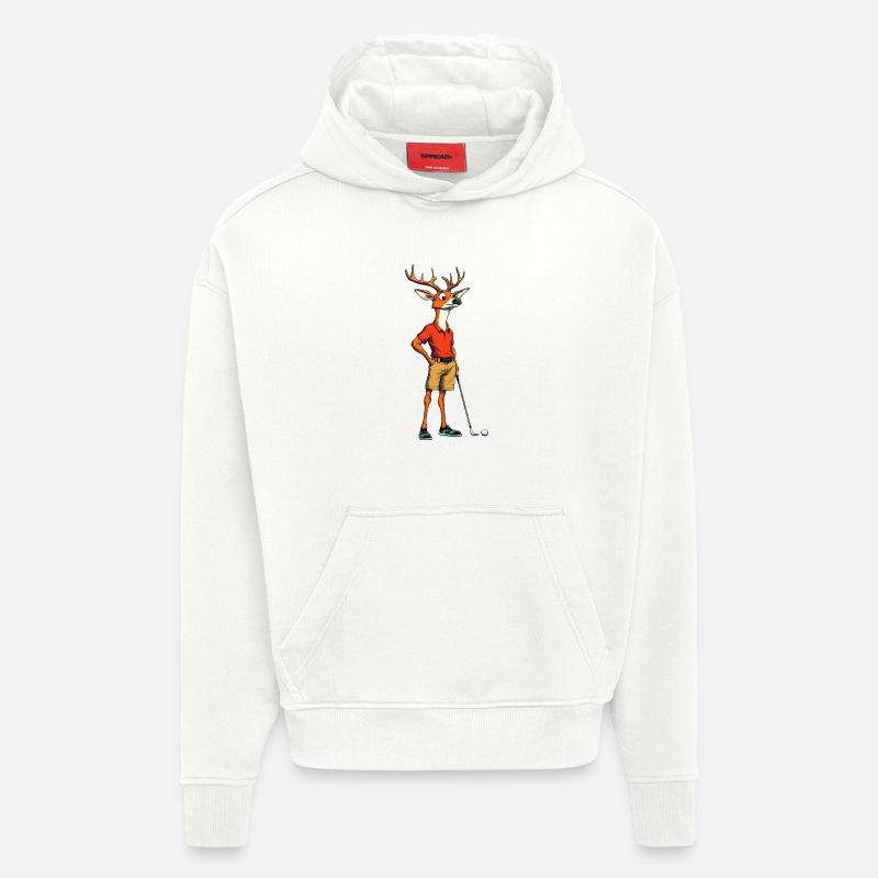 Professionnel de golf Hirsch en polo - Sweat à capuche bio épais oversize fabriqué en UE - OFF WHITE