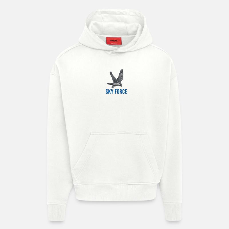 Faucon céleste Sky Force - Sweat à capuche bio épais oversize fabriqué en UE - OFF WHITE