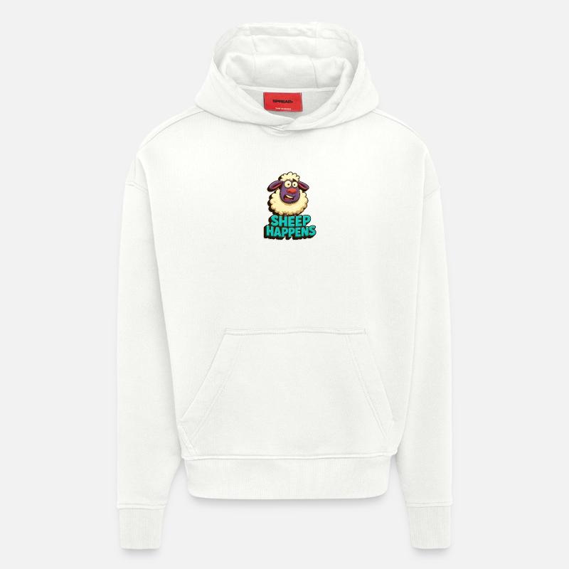 Les moutons arrivent – c’est comme ça - Sweat à capuche bio épais oversize fabriqué en UE - OFF WHITE
