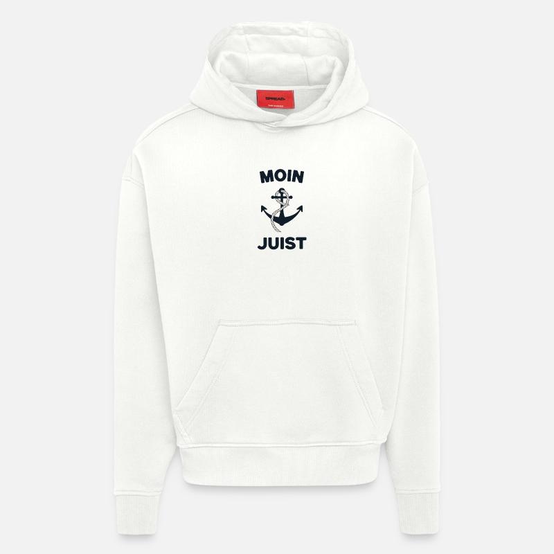 Moin Juist – Conception d’ancres maritimes - Sweat à capuche bio épais oversize fabriqué en UE - OFF WHITE