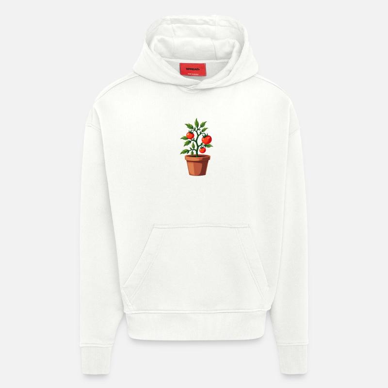 Plante de tomate - Sweat à capuche bio épais oversize fabriqué en UE - OFF WHITE
