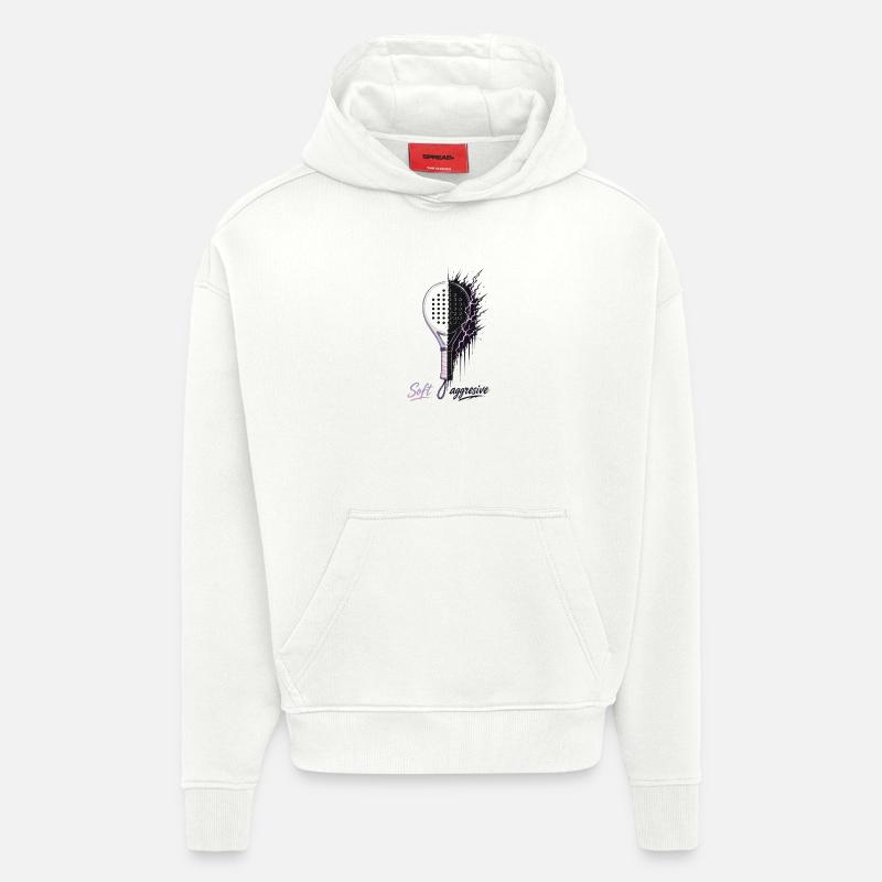 Néon Padel doux et agressif - Sweat à capuche bio épais oversize fabriqué en UE - OFF WHITE