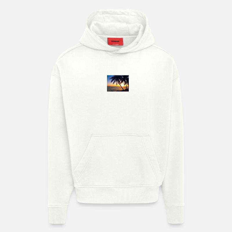 Coucher de soleil - Sweat à capuche bio épais oversize fabriqué en UE - OFF WHITE