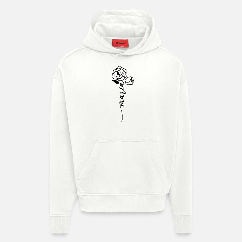 Maria Nom Prénom Nom Fleur - Sweat à capuche bio épais oversize fabriqué en UE - OFF WHITE