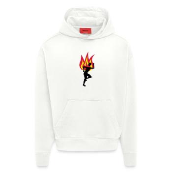 Jogger feu flamme - Sweat à capuche bio épais oversize fabriqué en UE - OFF WHITE - Devant