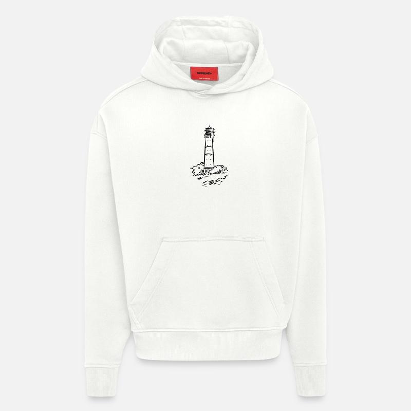 Lighthouse Hörnum Sylt Art Design - Sweat à capuche bio épais oversize fabriqué en UE - OFF WHITE