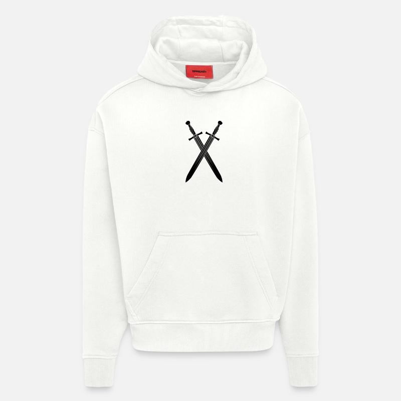 Épée deux épées croisées - Sweat à capuche bio épais oversize fabriqué en UE - OFF WHITE