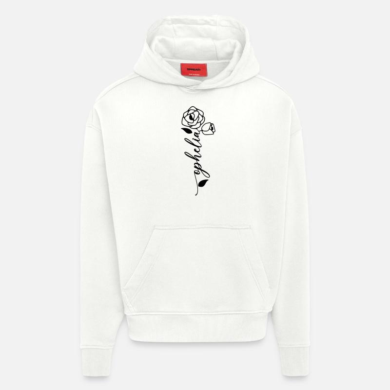 Ophélie Nom Prénom Fleur - Sweat à capuche bio épais oversize fabriqué en UE - OFF WHITE