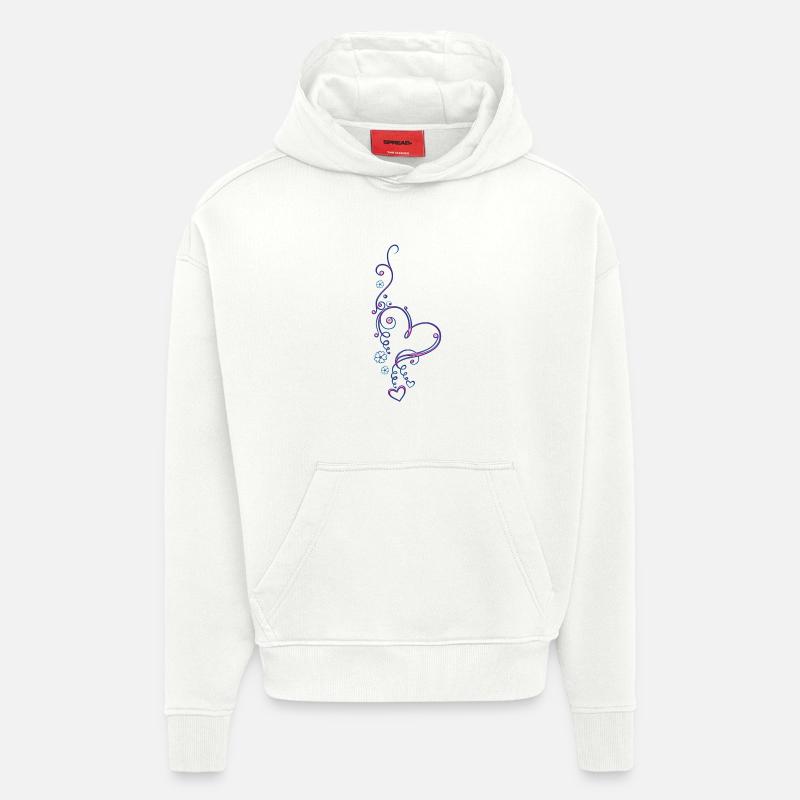 Herz mit Blumen, Liebe, pink blue - Hoodie- made by SPREAD - OFF WHITE