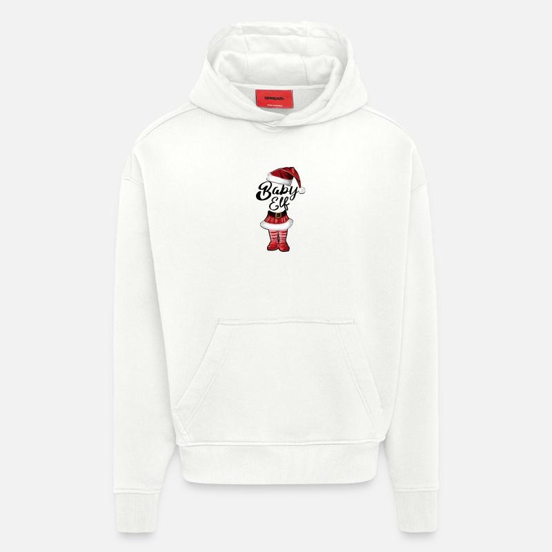 Bébé Elfe – Douce Conception de Noël - Sweat à capuche bio épais oversize fabriqué en UE - OFF WHITE