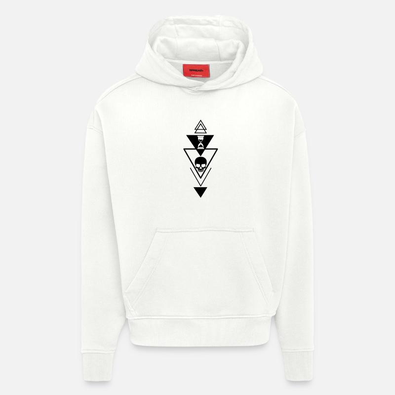 Le temps qui passe (noir) - Sweat à capuche bio épais oversize fabriqué en UE - OFF WHITE