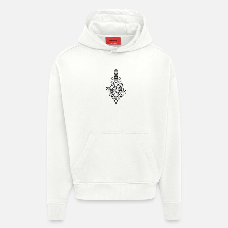 Tatouage d’amour - Sweat à capuche bio épais oversize fabriqué en UE - OFF WHITE