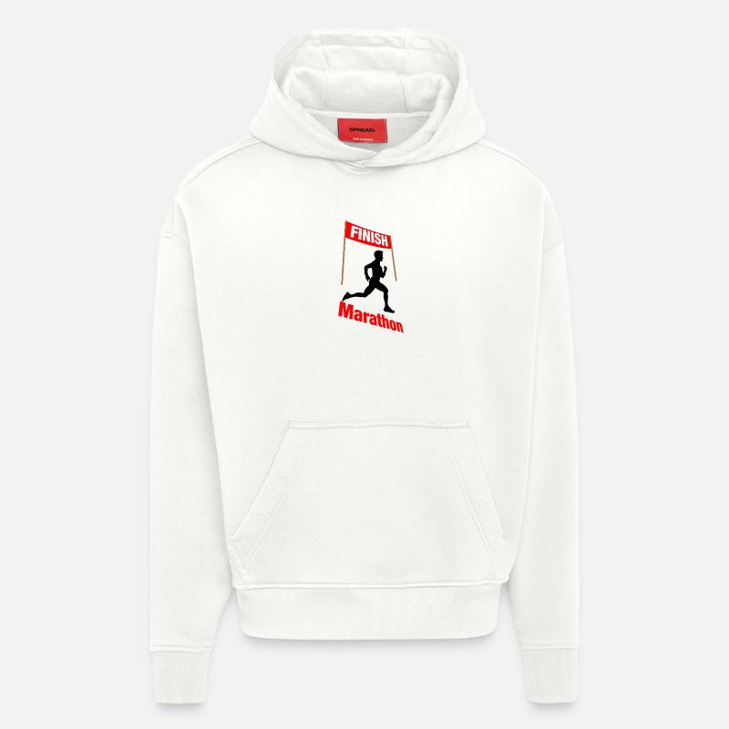 Coureur d’arrivée marathon – Victoire - Sweat à capuche bio épais oversize fabriqué en UE - OFF WHITE