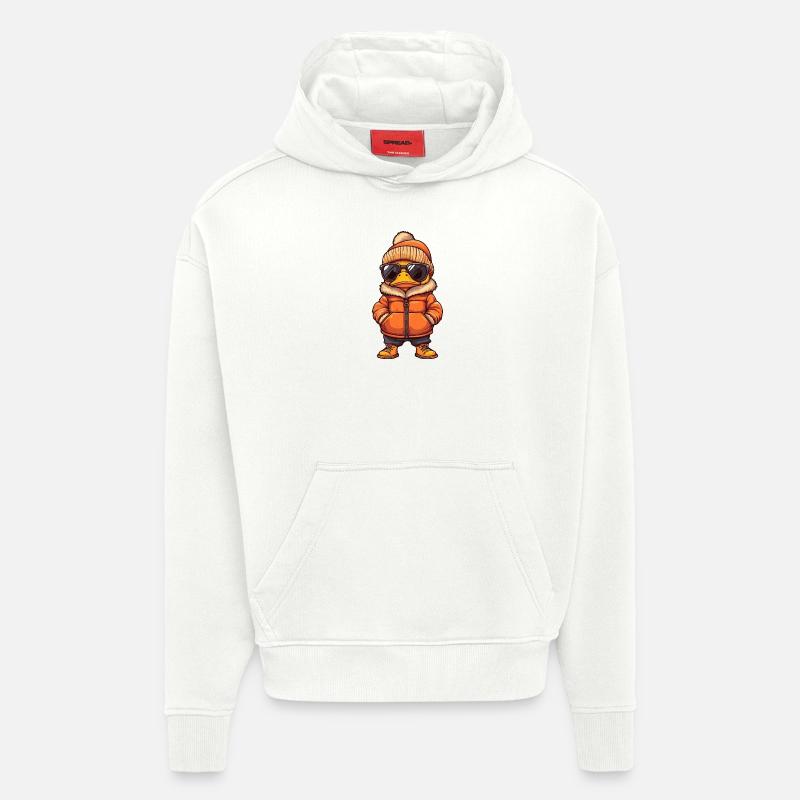 Bande dessinée d’hiver de canard - Sweat à capuche bio épais oversize fabriqué en UE - OFF WHITE