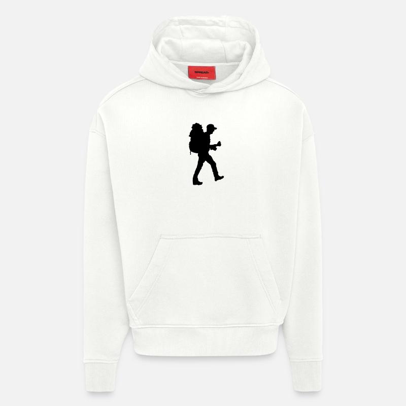 Silhouette de randonneur - Sweat à capuche bio épais oversize fabriqué en UE - OFF WHITE