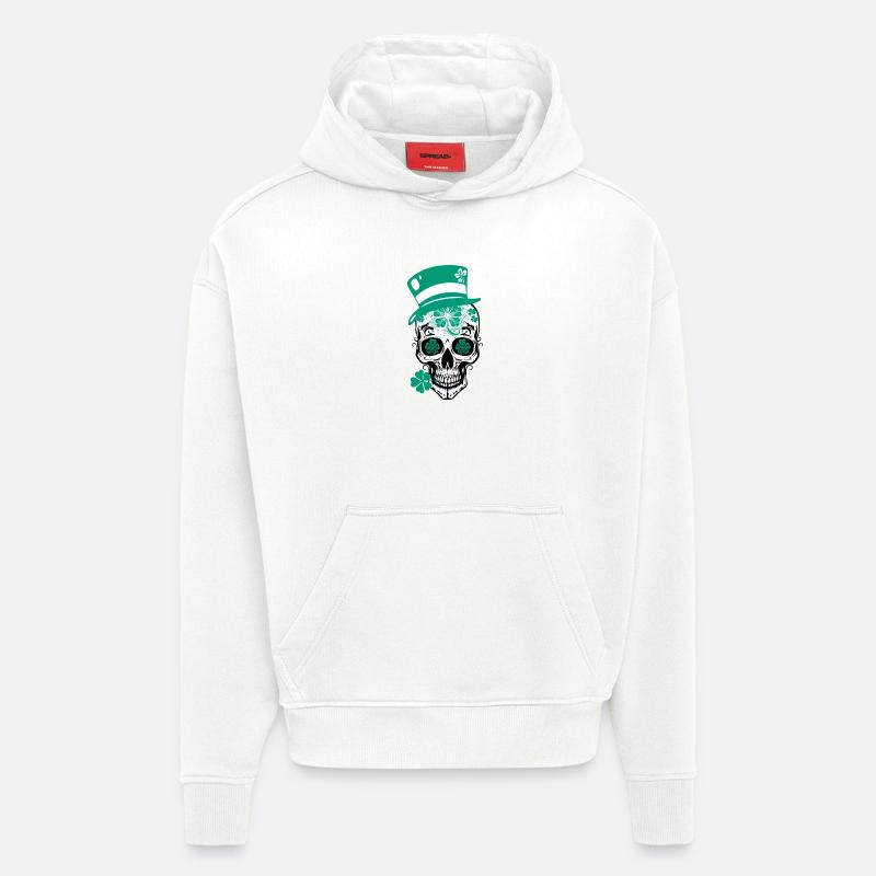 Sugar Skull Totenschädel St Patricks Day - Hoodie- made by SPREAD  - OFF WHITE