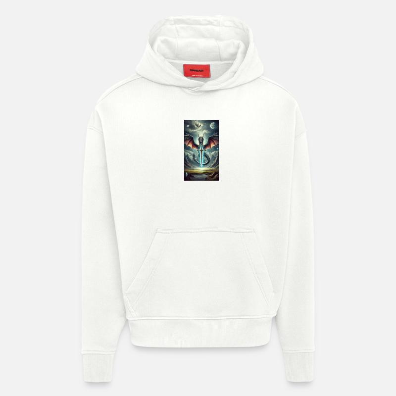 Dragon à l’épée céleste - Sweat à capuche bio épais oversize fabriqué en UE - OFF WHITE