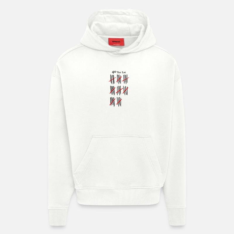 Motif abstrait hachuré et rayé - Sweat à capuche bio épais oversize fabriqué en UE - OFF WHITE