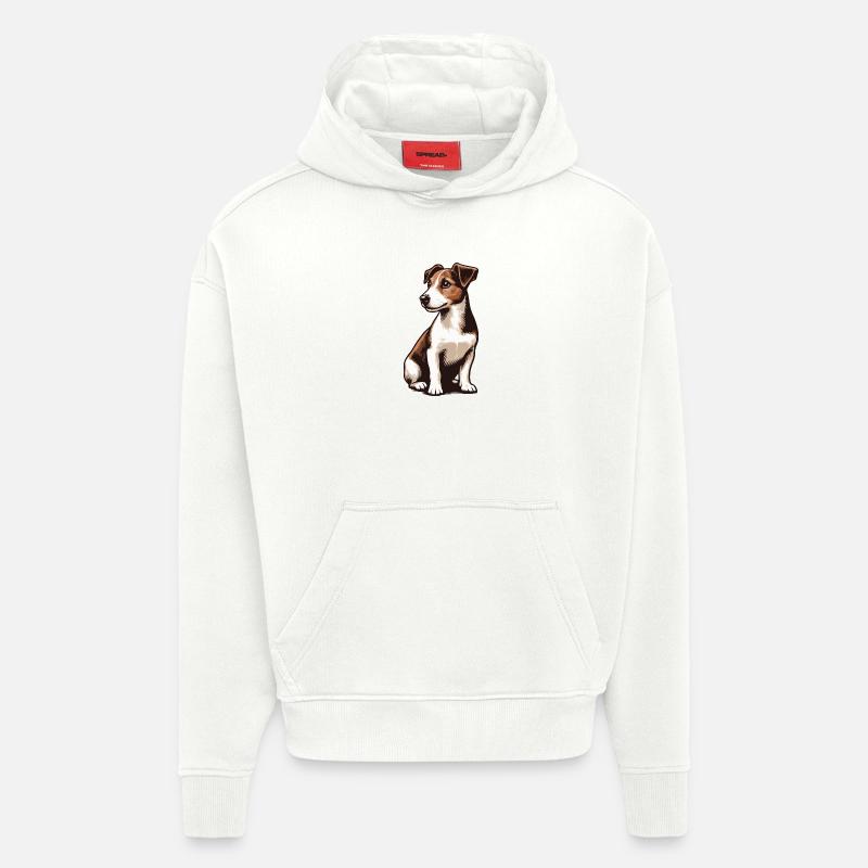 Jack Russell Terrier - Sweat à capuche bio épais oversize fabriqué en UE - OFF WHITE