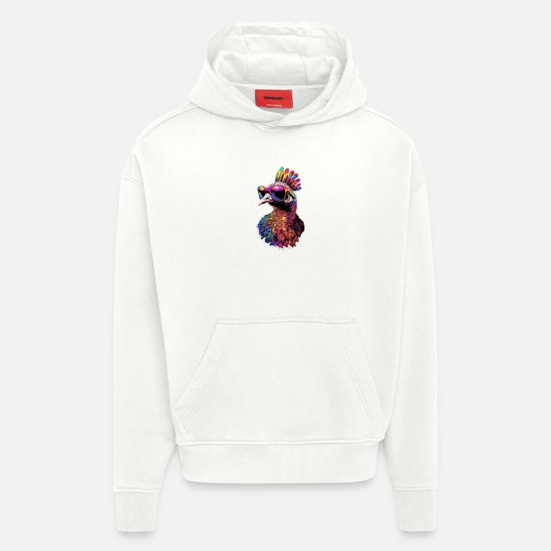 Dinde Poules Oiseaux Dinde - Sweat à capuche bio épais oversize fabriqué en UE - OFF WHITE