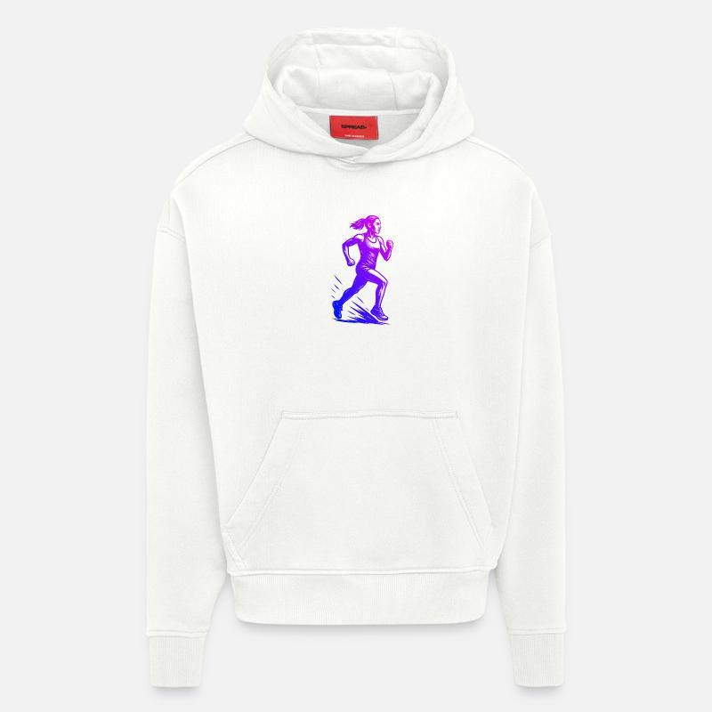 Œuvres d’art modernes de course - Sweat à capuche bio épais oversize fabriqué en UE - OFF WHITE