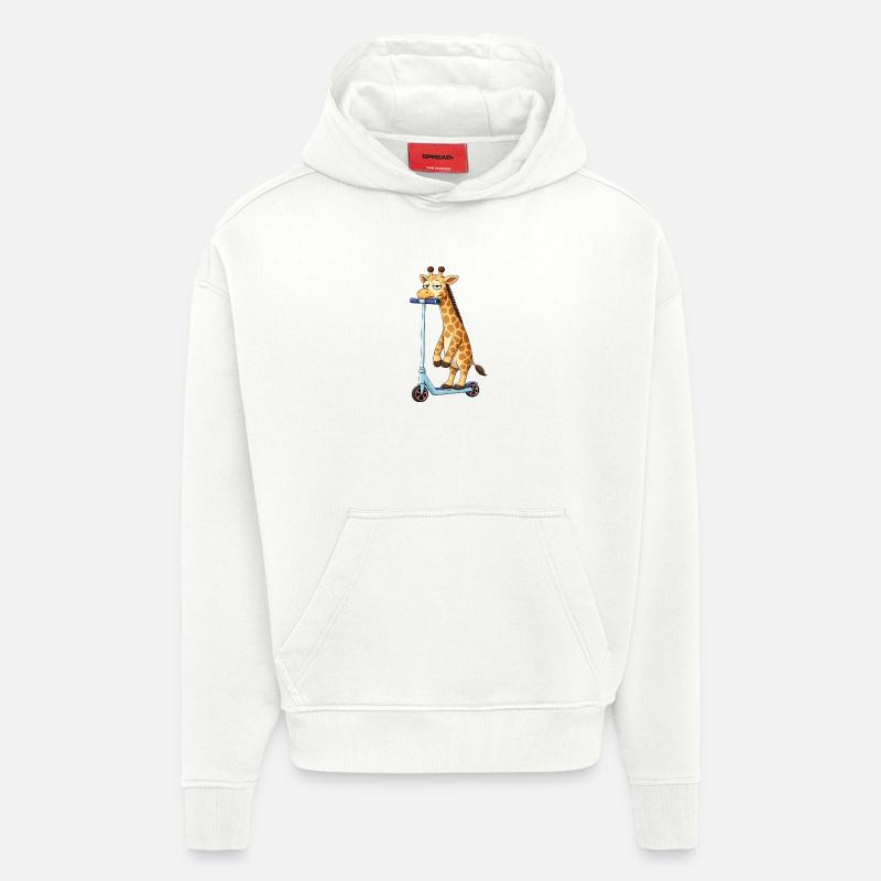 Süße Giraffe Roller Scooter Freundschaft Cartoon - Hoodie- made by SPREAD  - OFF WHITE