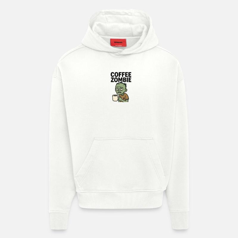 Zombie du café - Sweat à capuche bio épais oversize fabriqué en UE - OFF WHITE