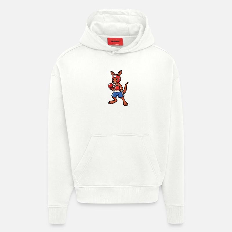 Boxe Kangaroo Australie - Sweat à capuche bio épais oversize fabriqué en UE - OFF WHITE