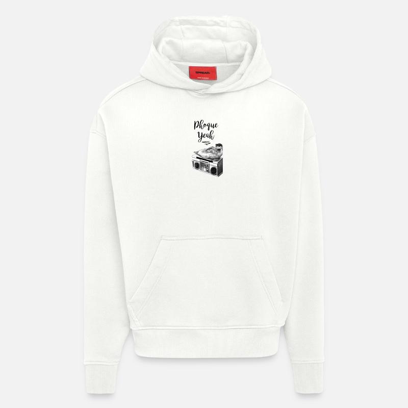 Phoque Yeah - Sweat à capuche bio épais oversize fabriqué en UE - OFF WHITE