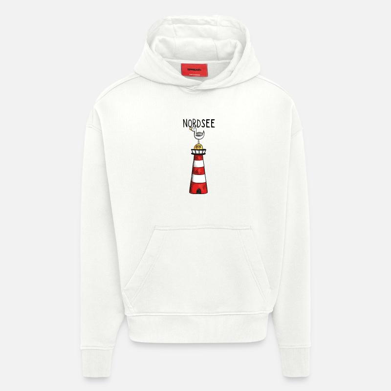 Nordsee Leuchtturm - Möwe - Comic - Geschenk - Hoodie- made by SPREAD  - OFF WHITE