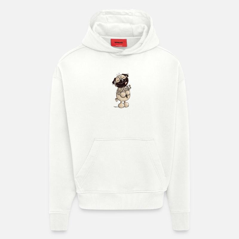 Süßer Mops - Möpse - Mopsfideler Mops - Geschenk - Hoodie- made by SPREAD  - OFF WHITE