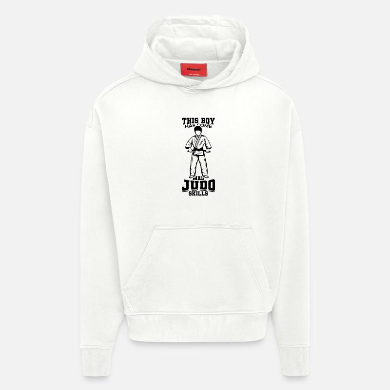 Judo Garçon - Sweat à capuche bio épais oversize fabriqué en UE - OFF WHITE